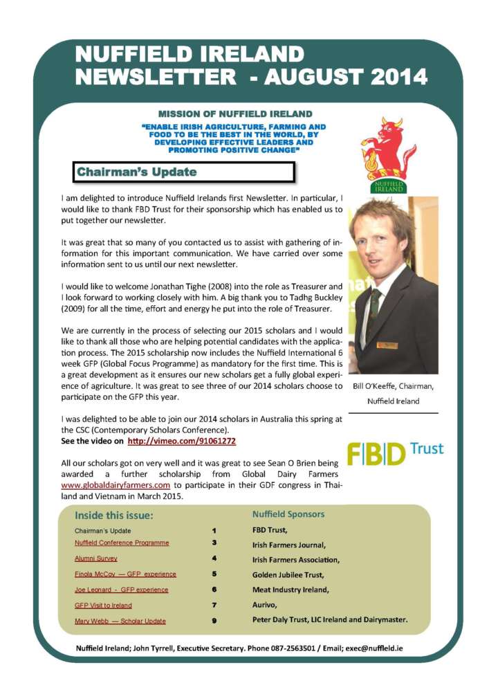 Nuffield Ireland Newsletter Aug 2014