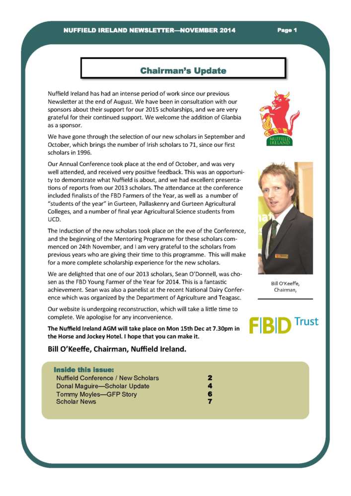 Nuffield Ireland Newsletter Nov 2014
